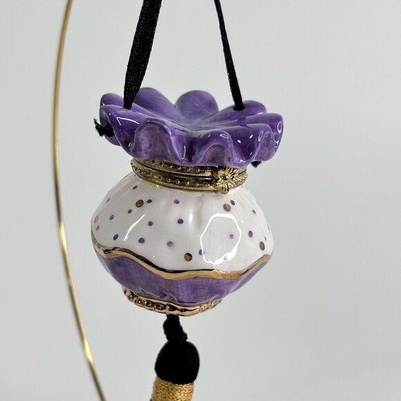 Porcelain Hinged Trinket Box Mud Pie Pillbox Fashion Set Hat Shoe Purse Vintage - Picture 2 of 11